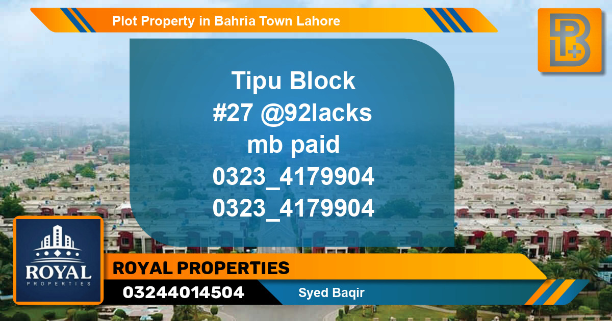Residential Plot for Sale in Bahria Town, Lahore - (BP-64064)