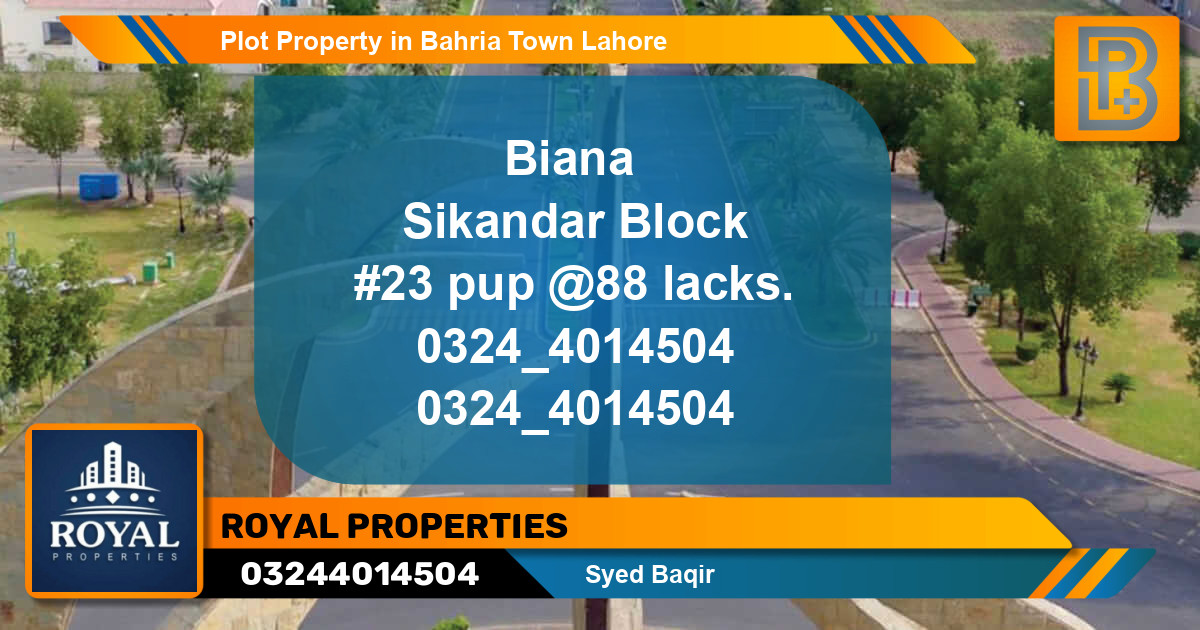 Residential Plot for Sale in Bahria Town, Lahore - (BP-64065)