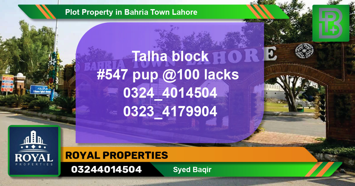 Residential Plot for Sale in Bahria Town, Lahore - (BP-64067)