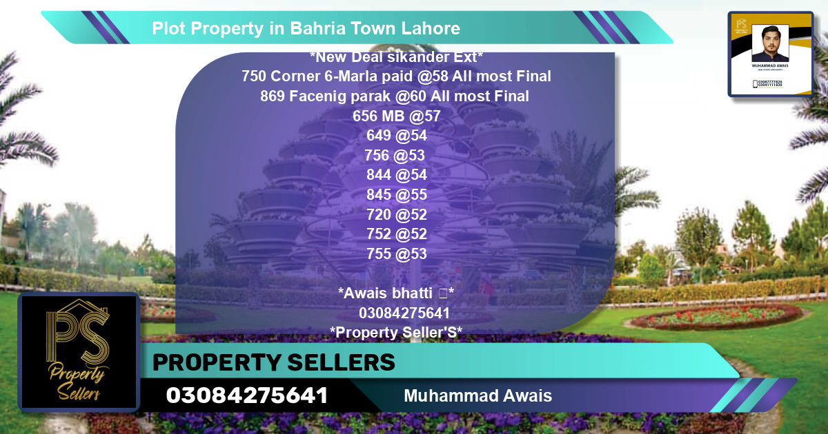 Residential Plot for Sale in Bahria Town, Lahore - (BP-64088)