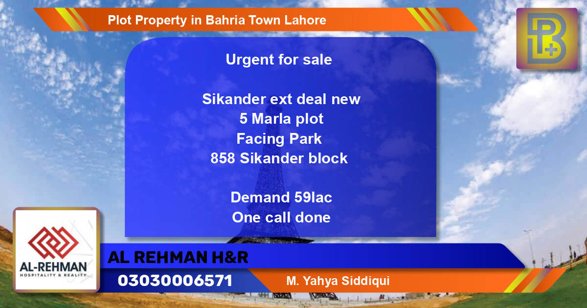 Residential Plot for Sale in Bahria Town, Lahore - (BP-64092)