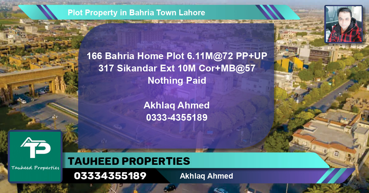 Residential Plot for Sale in Bahria Town, Lahore - (BP-64121)