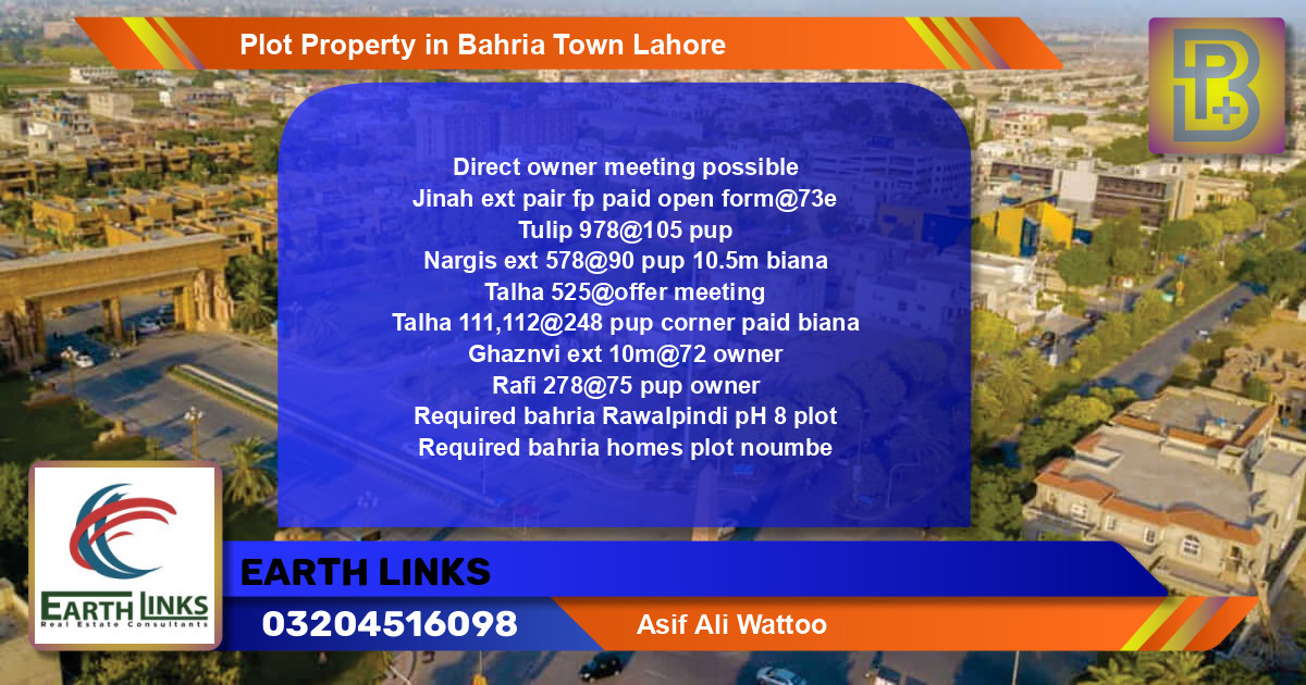 Residential Plot for Sale in Bahria Town, Lahore - (BP-64127)