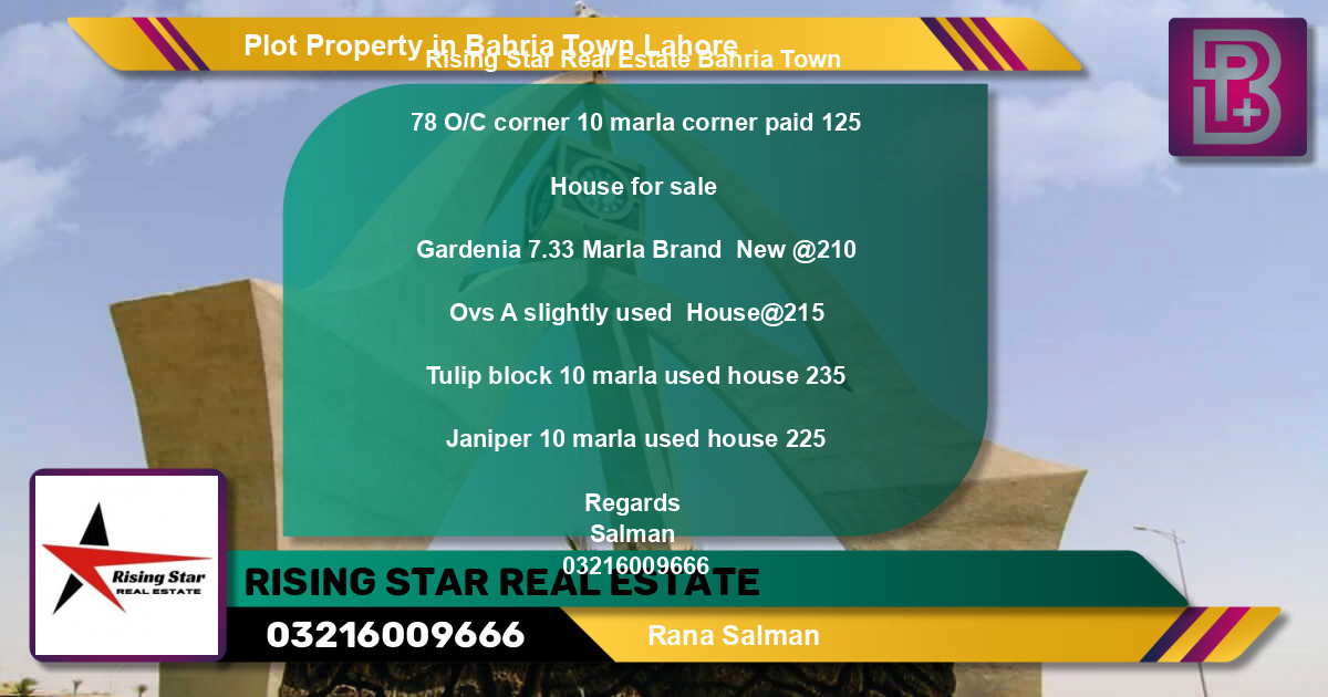 Residential Plot for Sale in Bahria Town, Lahore - (BP-64134)