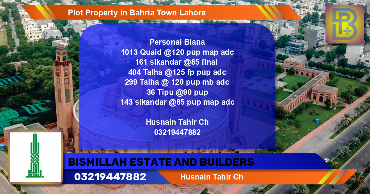 Residential Plot for Sale in Bahria Town, Lahore - (BP-64150)