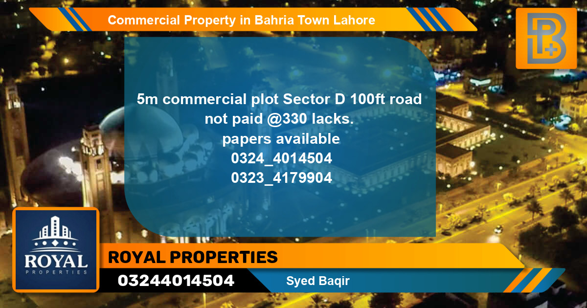 Commercial Property for Sale in Bahria Town, Lahore - (BP-64161)