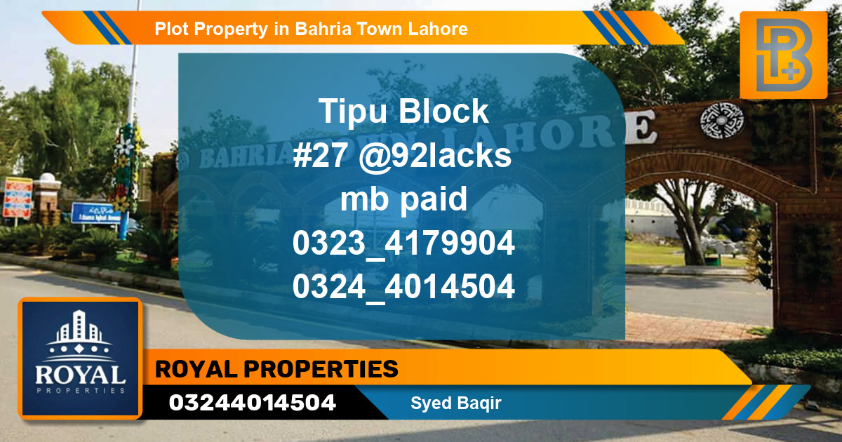 Residential Plot for Sale in Bahria Town, Lahore - (BP-64165)