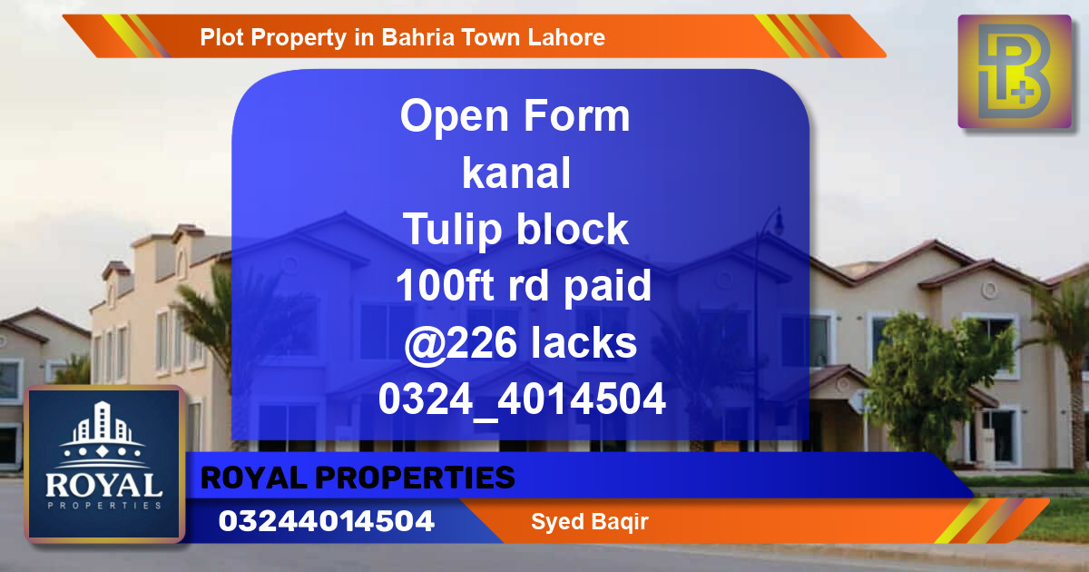 Residential Plot for Sale in Bahria Town, Lahore - (BP-64169)