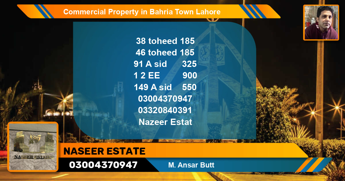 Commercial Property for Sale in Bahria Town, Lahore - (BP-64206)
