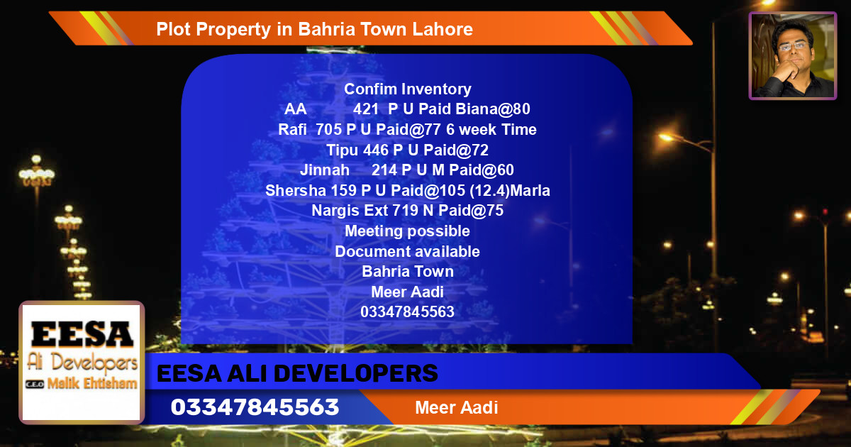 Residential Plot for Sale in Bahria Town, Lahore - (BP-64212)
