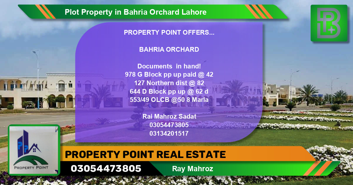Residential Plot for Sale in Bahria Orchard, Lahore - (BP-64226)