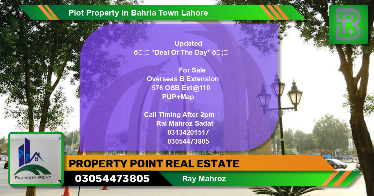 Residential Plot for Sale in Bahria Town, Lahore - (BP-64227)