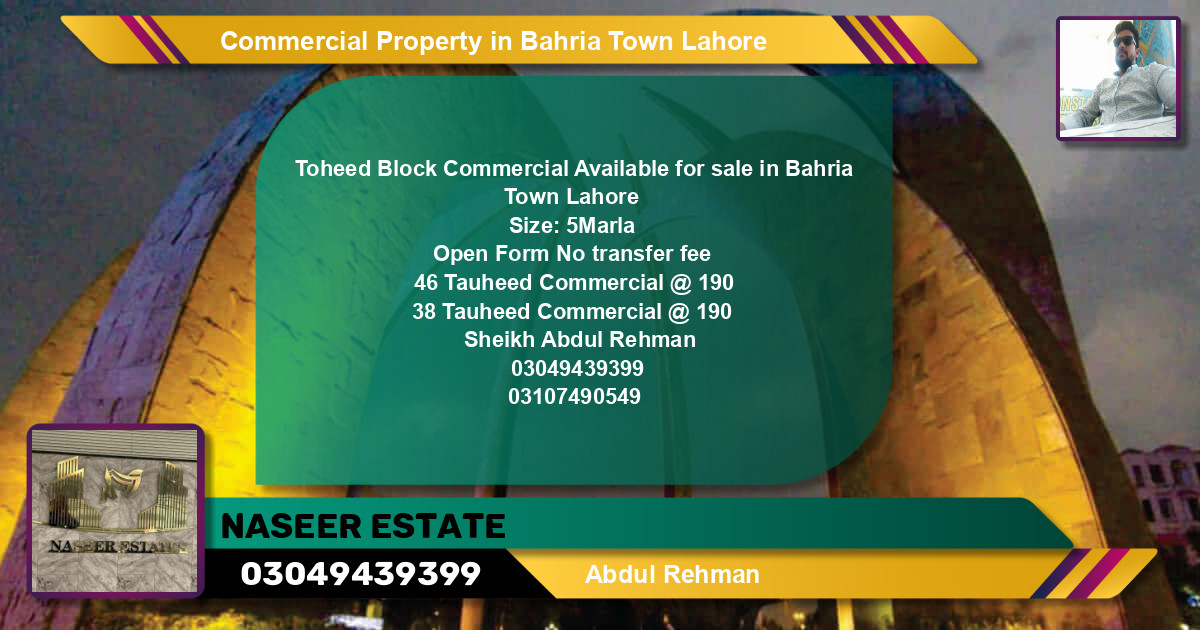 Commercial Property for Sale in Bahria Town, Lahore - (BP-64240)