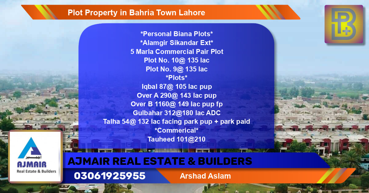 Commercial Plot for Sale in Sector F - Alamgir Block -  Bahria Town, Lahore - (BP-64256)