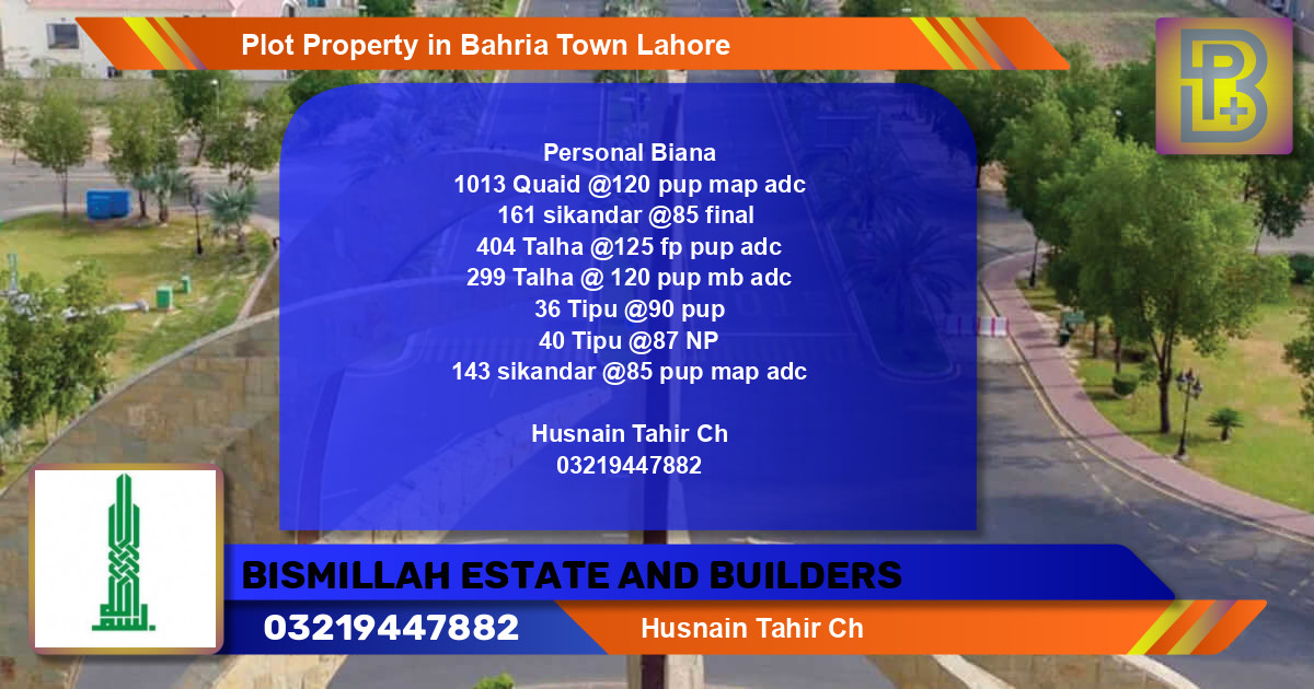 Residential Plot for Sale in Bahria Town, Lahore - (BP-64265)