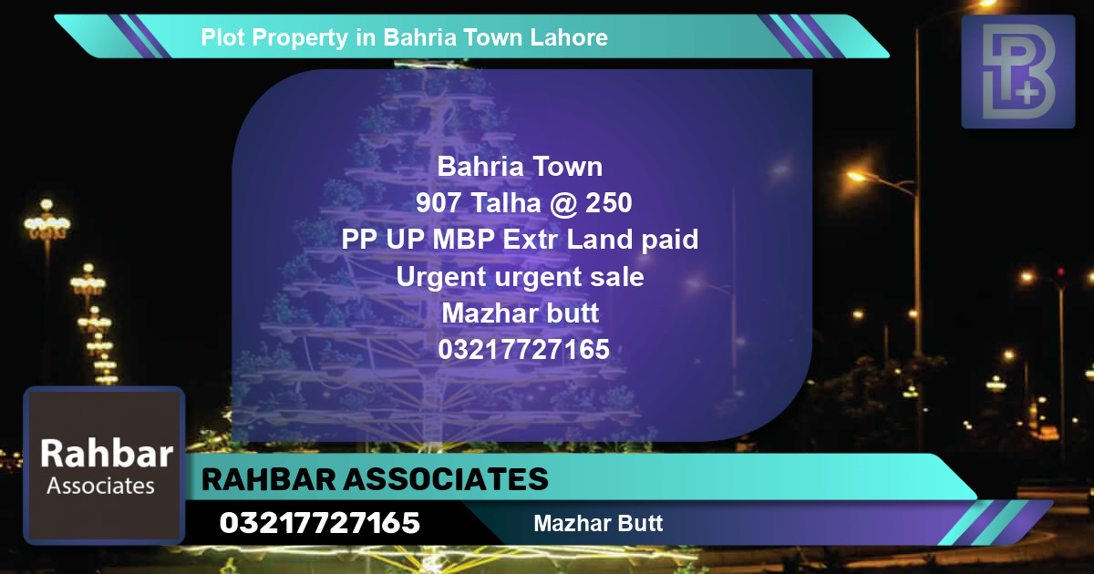 Residential Plot for Sale in Bahria Town, Lahore - (BP-64300)