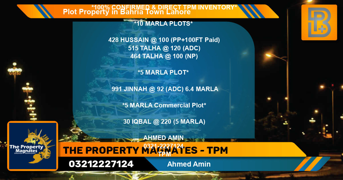 Commercial Plot for Sale in Bahria Town, Lahore - (BP-64328)