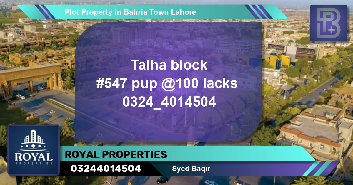 Residential Plot for Sale in Bahria Town, Lahore - (BP-64331)