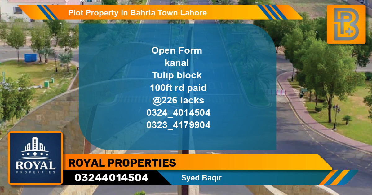 Residential Plot for Sale in Bahria Town, Lahore - (BP-64332)