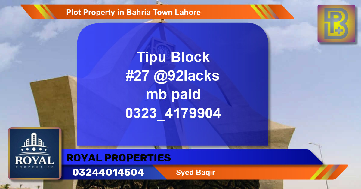Residential Plot for Sale in Bahria Town, Lahore - (BP-64337)