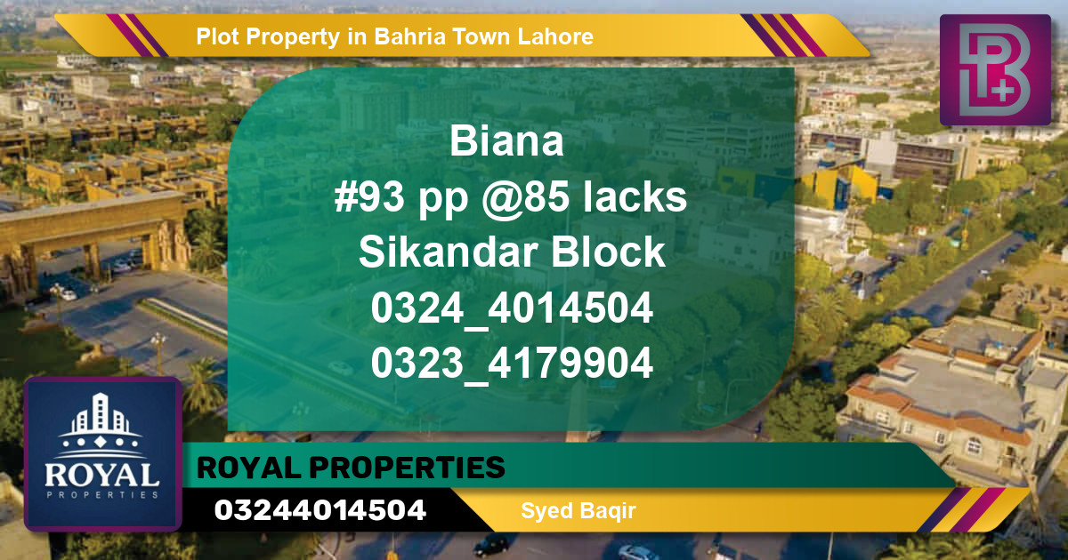 Residential Plot for Sale in Bahria Town, Lahore - (BP-64340)