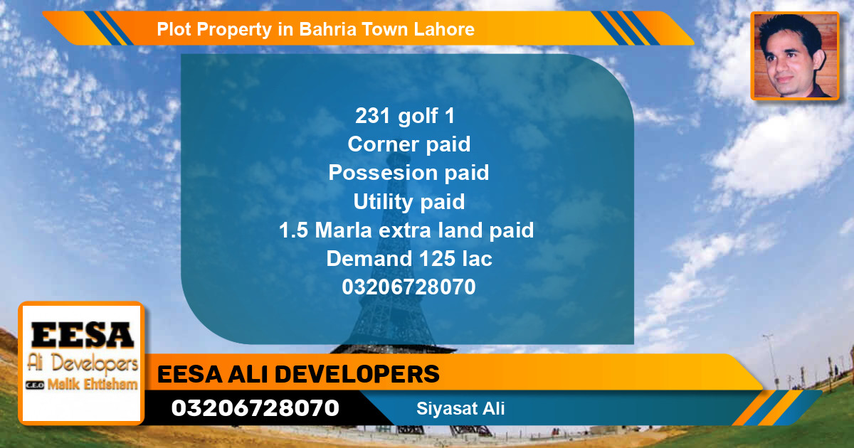 Residential Plot for Sale in Bahria Town, Lahore - (BP-64343)