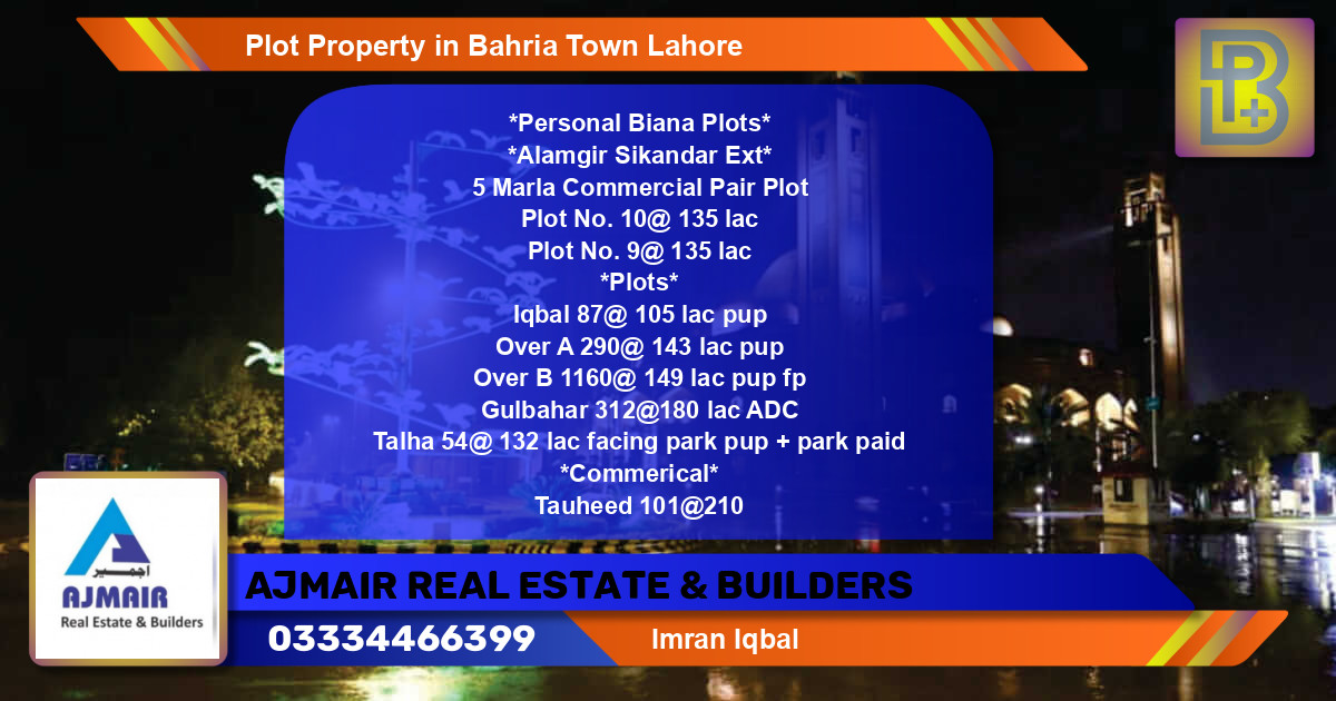 Commercial Plot for Sale in Bahria Town, Lahore - (BP-64360)