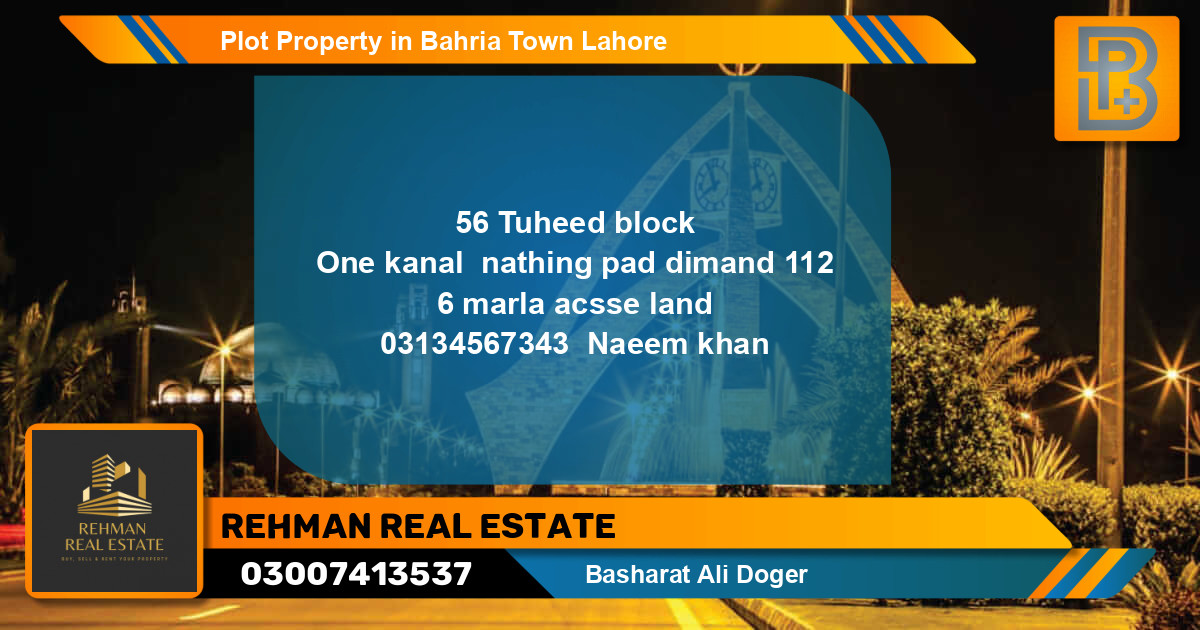 Residential Plot for Sale in Bahria Town, Lahore - (BP-64363)