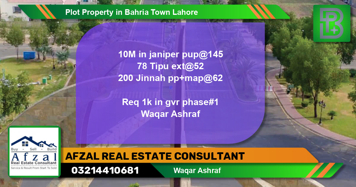 Residential Plot for Sale in Bahria Town, Lahore - (BP-64369)