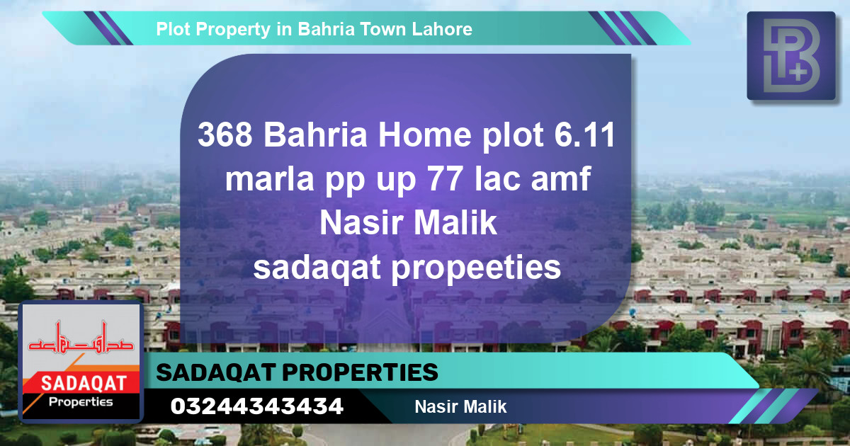 Residential Plot for Sale in Bahria Town, Lahore - (BP-64384)