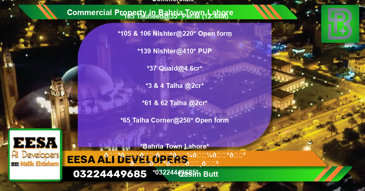 Commercial Property for Sale in Bahria Town, Lahore - (BP-64392)