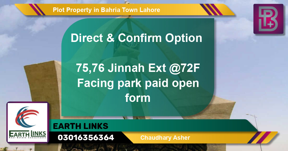 Residential Plot for Sale in Bahria Town, Lahore - (BP-64407)
