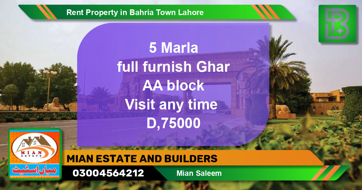 Residential Property for Rent in Bahria Town, Lahore - (BP-64409)