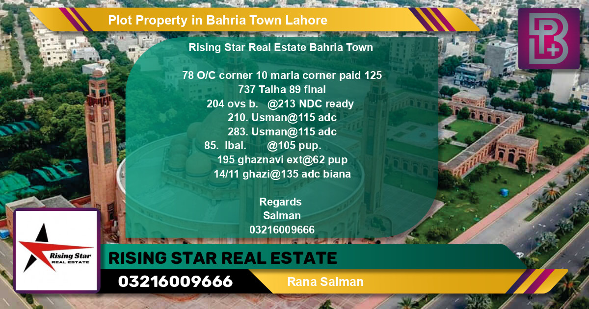 Residential Plot for Sale in Bahria Town, Lahore - (BP-64454)