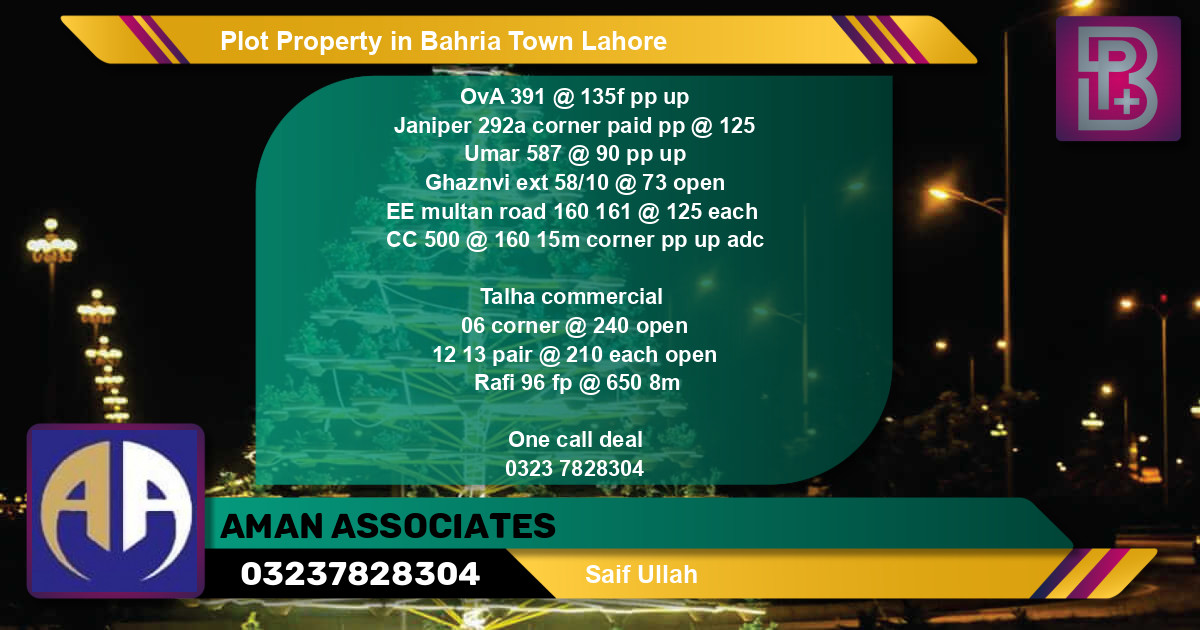 Commercial Plot for Sale in Bahria Town, Lahore - (BP-64476)