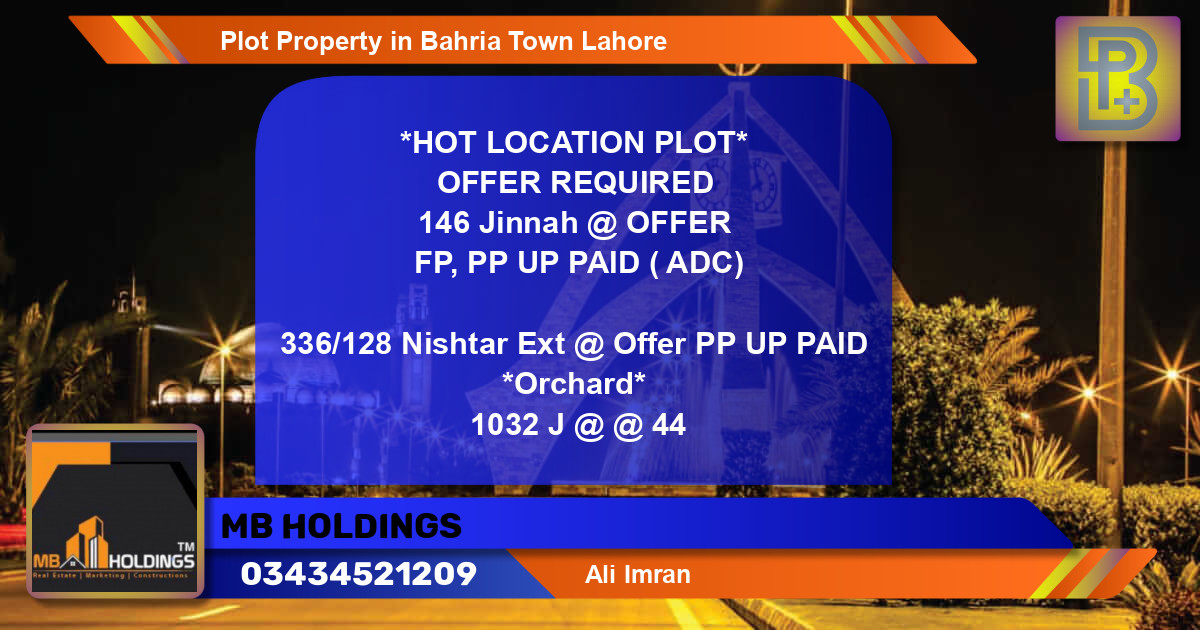 Residential Plot for Sale in Bahria Town, Lahore - (BP-64501)