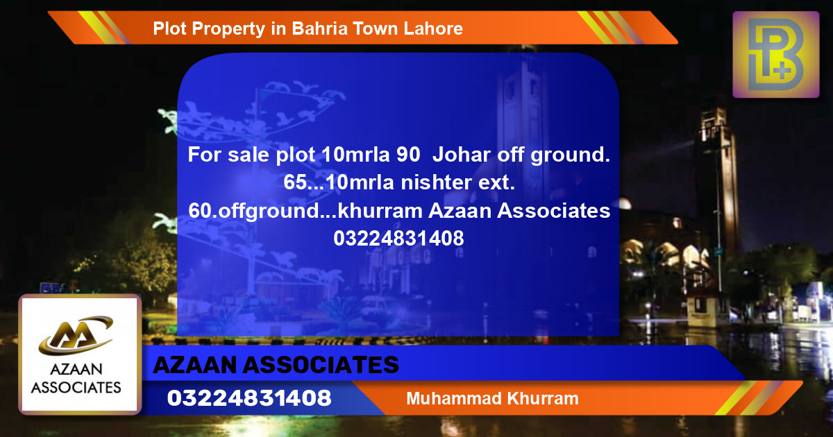 Residential Plot for Sale in Bahria Town, Lahore - (BP-64503)