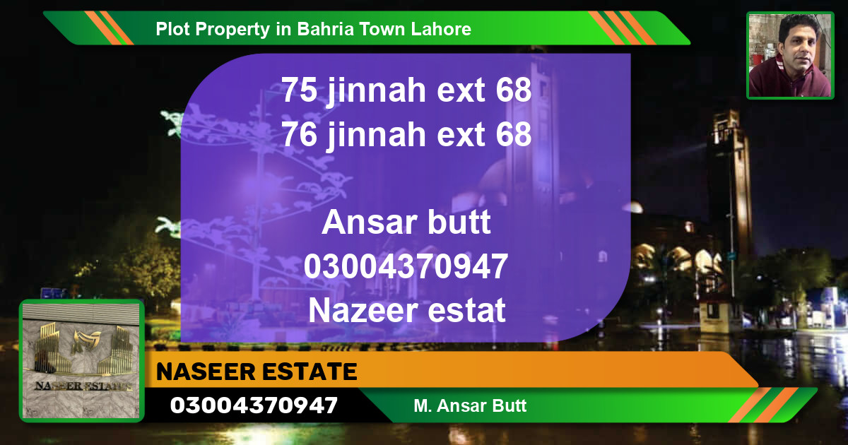 Residential Plot for Sale in Bahria Town, Lahore - (BP-64530)