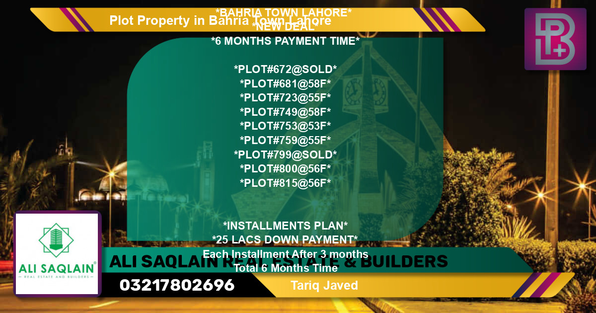 Residential Plot for Sale in Bahria Town, Lahore - (BP-64538)
