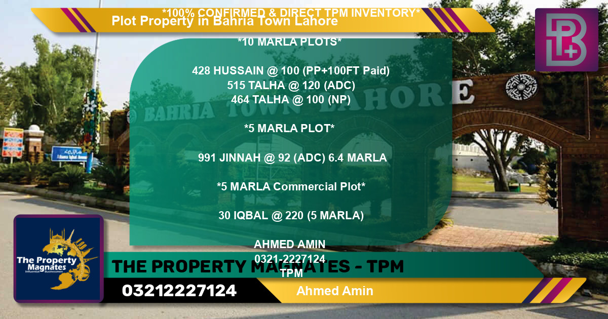 Commercial Plot for Sale in Bahria Town, Lahore - (BP-64546)