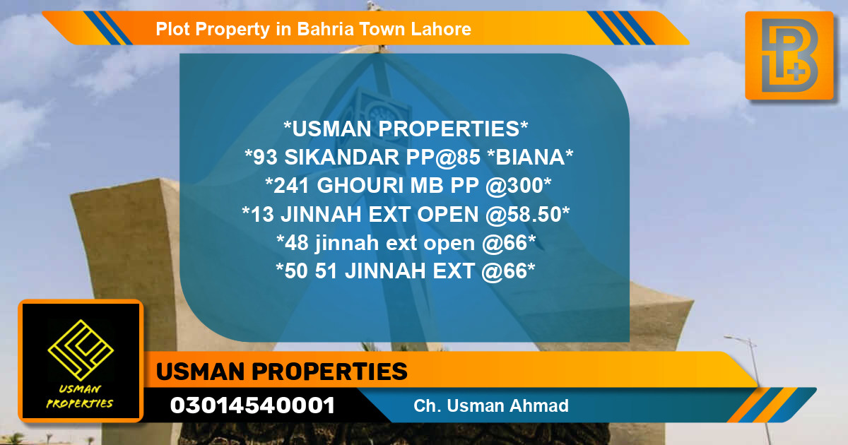 Residential Plot for Sale in Bahria Town, Lahore - (BP-64550)