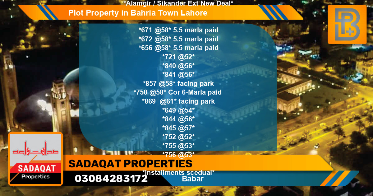 Residential Plot for Sale in Bahria Town, Lahore - (BP-64577)
