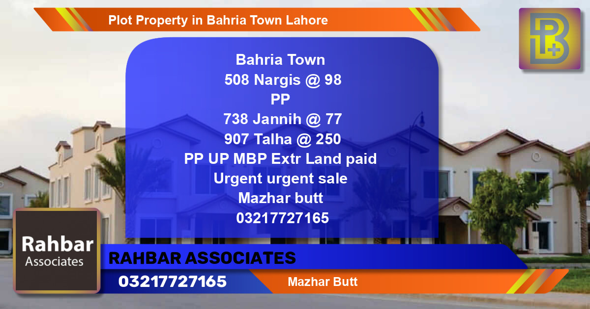 Residential Plot for Sale in Bahria Town, Lahore - (BP-64580)