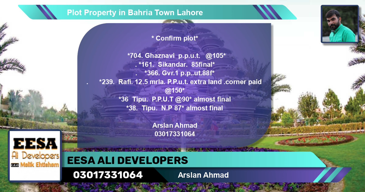 Residential Plot for Sale in Bahria Town, Lahore - (BP-64581)