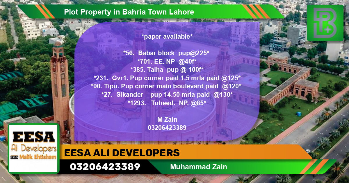 Residential Plot for Sale in Bahria Town, Lahore - (BP-64582)