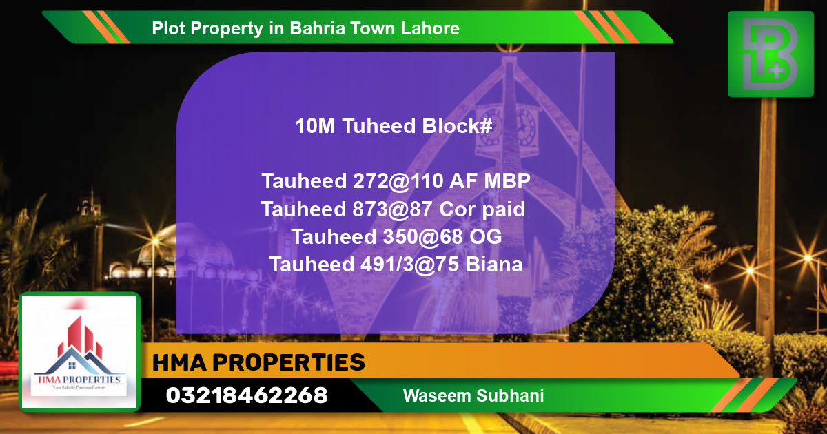 Residential Plot for Sale in Bahria Town, Lahore - (BP-64589)