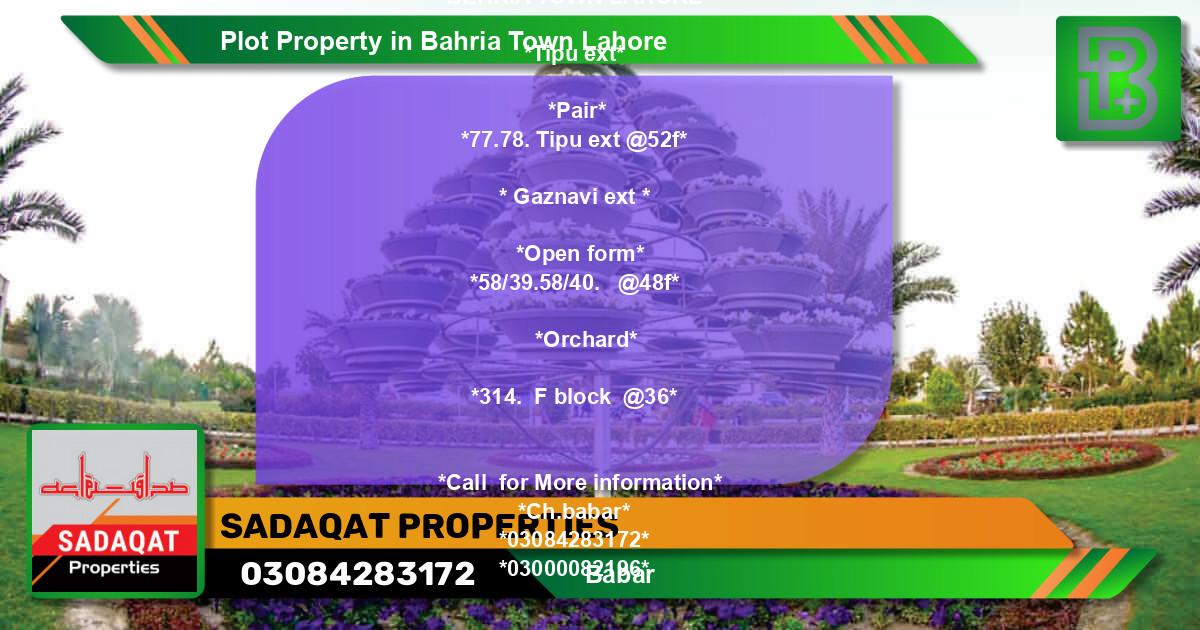 Residential Plot for Sale in Bahria Town, Lahore - (BP-64604)