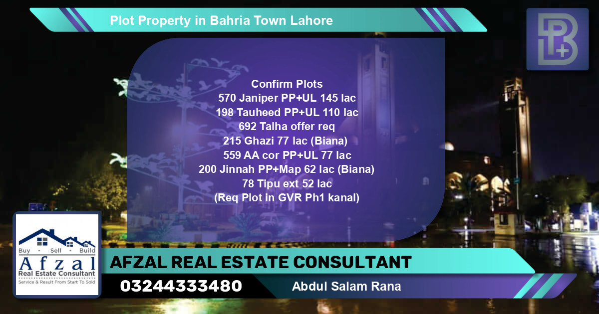 Residential Plot for Sale in Bahria Town, Lahore - (BP-64613)