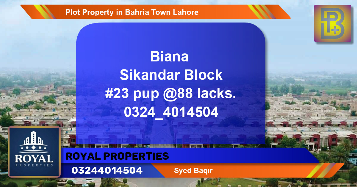 Residential Plot for Sale in Bahria Town, Lahore - (BP-64629)
