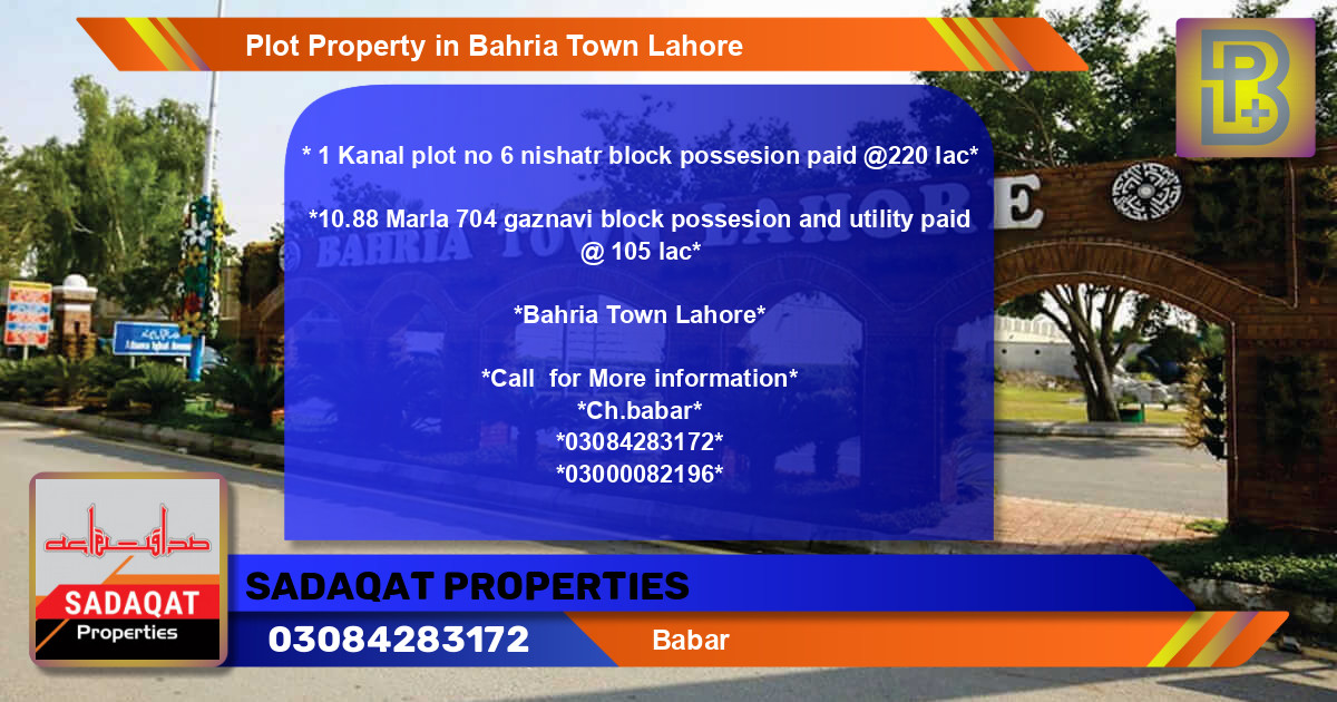 Residential Plot for Sale in Bahria Town, Lahore - (BP-64631)
